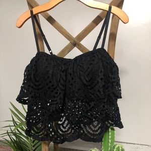 Material Girl Black Lace Crop Top Size M